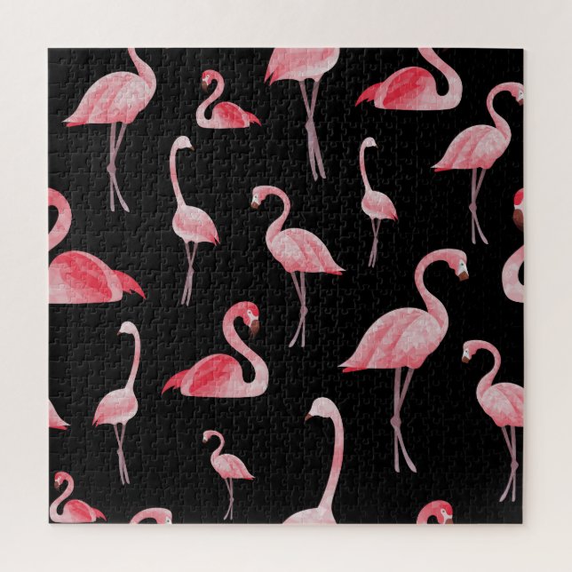 Flamingo Flock: Vintage Seamless Design Jigsaw Puzzle (Vertical)