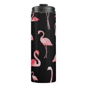 Flamingo Flock: Vintage Seamless Design Thermal Tumbler
