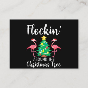 Flamingo Flockin Around Christmas Tree Flamingo Enclosure Card