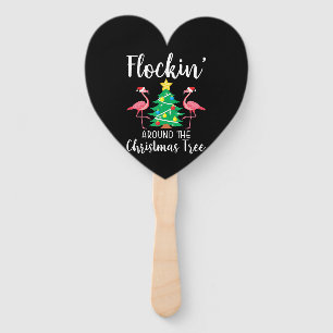 Flamingo   Flockin Around Christmas Tree Flamingo Hand Fan