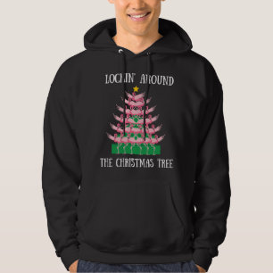 Flamingo Flocking Around The Christmas Tree Lights Hoodie