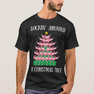Flamingo Flocking Around The Christmas Tree Lights T-Shirt