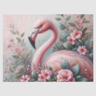 Flamingo Floral Botanical Art Tissue Paper