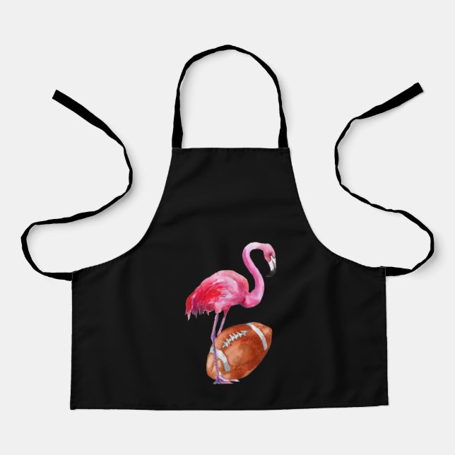 Flamingo Flower Rugby Ball Animal Lover Gift Apron (Front)