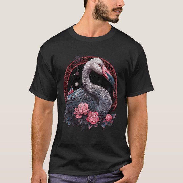 Flamingo Flowers  Bird Animal Flamingo T-Shirt (Front)