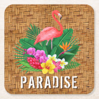 Flamingo Flowers on Wicker Pattern