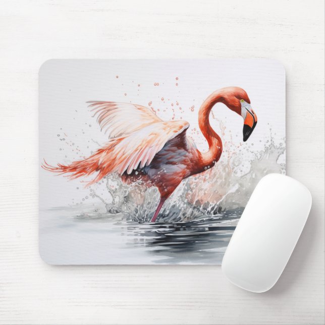 Flamingo Flying Out of Water Mouse Mat (With Mouse)