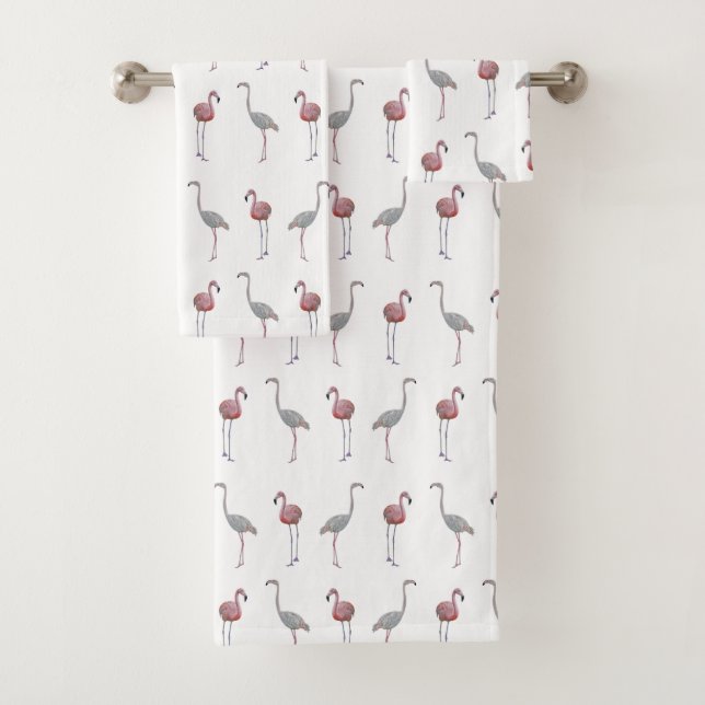 Flamingo Frenzy Bathroom Towel Set (Insitu)