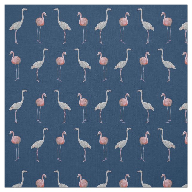 Flamingo Frenzy Fabric (Navy) (Swatch)
