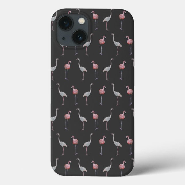 Flamingo Frenzy iPad Case (Dark Grey) (Back)
