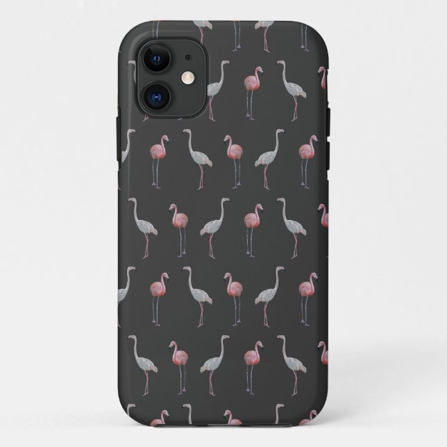 Flamingo Frenzy iPhone 5 Case (Dark Grey) (Back)