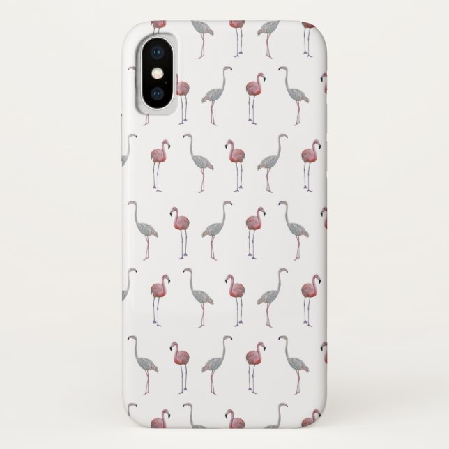 Flamingo Frenzy iPhone X Case (Choose Colour) (Back)