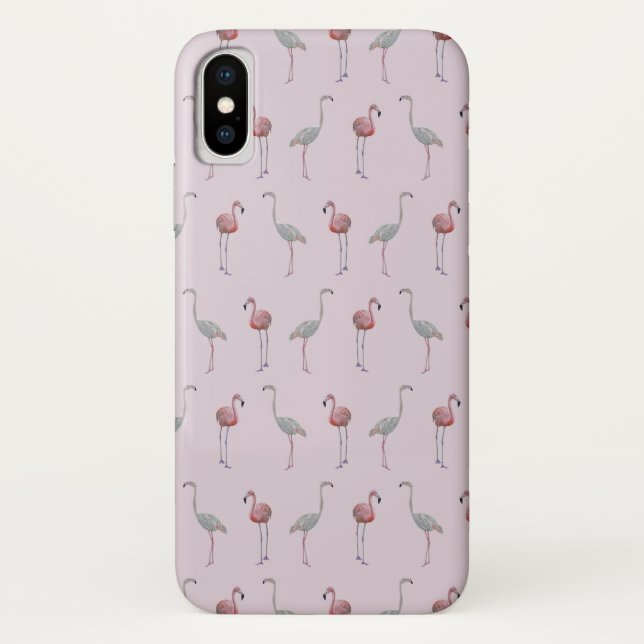 Flamingo Frenzy iPhone X Case (Dusty Pink) (Back)