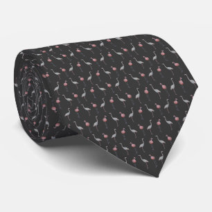 Flamingo Frenzy Tie (Dark Grey)