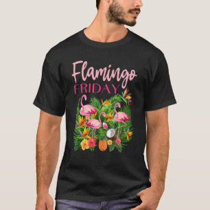 Flamingo Friday Tropical Plants And Hibiscus 1 T-Shirt
