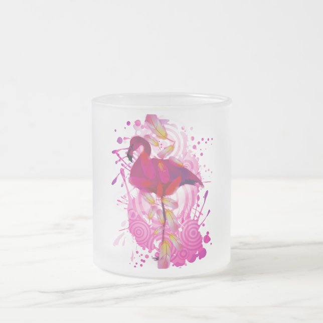 Flamingo Frosted Glass Coffee Mug (Center)