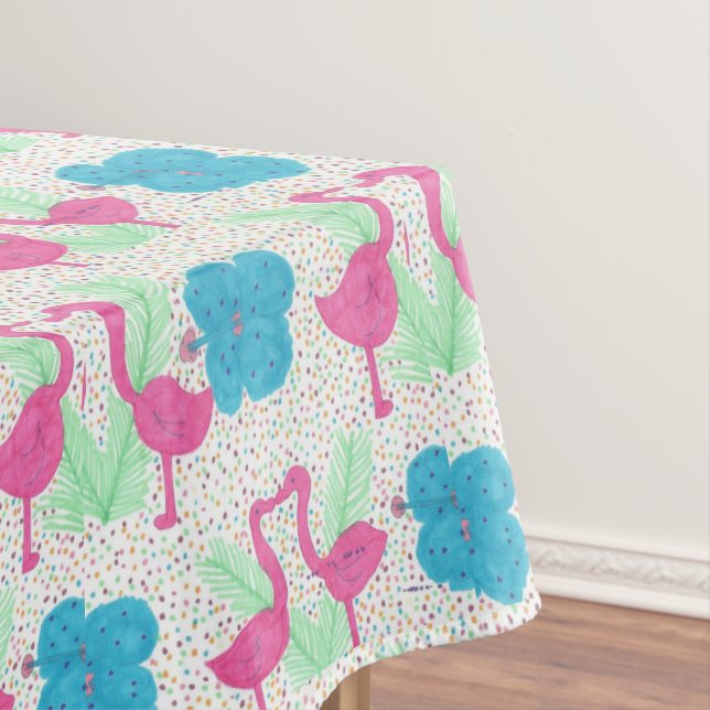 Flamingo Fun Tropical Pattern Tablecloth (In Situ)