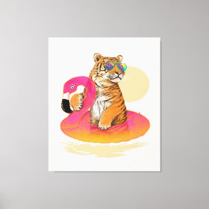Flamingo   Funny Chillin Flamingo Tiger Friends Canvas Print