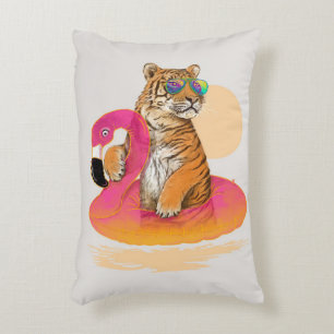 Flamingo Funny Chillin Flamingo Tiger Friends Decorative Cushion