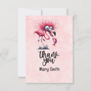Flamingo Funny Design for party Thank You Card