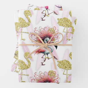 Flamingo Funny Design for party Wrapping Paper Sheet