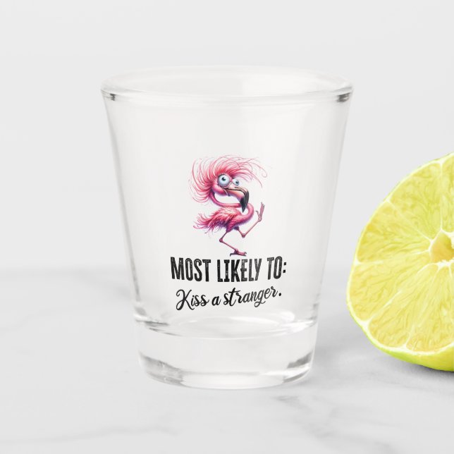Flamingo Funny Face for Party  Shot Glass (Front)