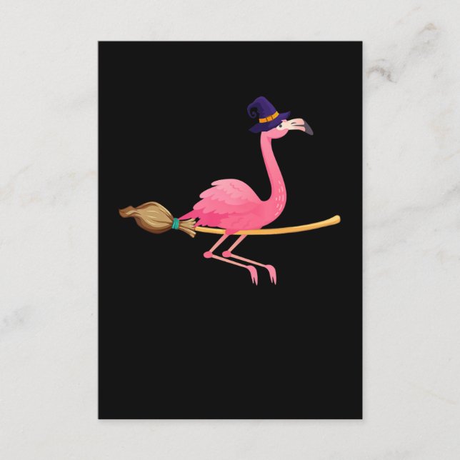 Flamingo | Funny Flamingo Witch Halloween Enclosure Card (Front)