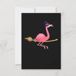 Flamingo   Funny Flamingo Witch Halloween Invitation