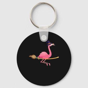 Flamingo Funny Flamingo Witch Halloween Key Ring