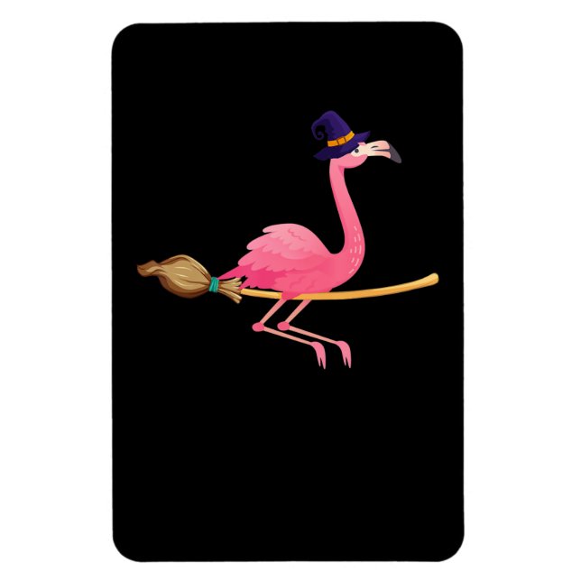 Flamingo | Funny Flamingo Witch Halloween Magnet (Vertical)