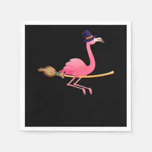 Flamingo Funny Flamingo Witch Halloween Napkin