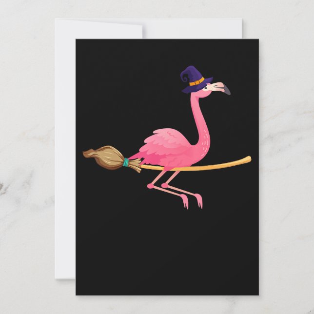 Flamingo | Funny Flamingo Witch Halloween Save The Date (Front)