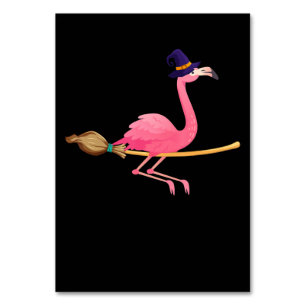 Flamingo   Funny Flamingo Witch Halloween Table Number