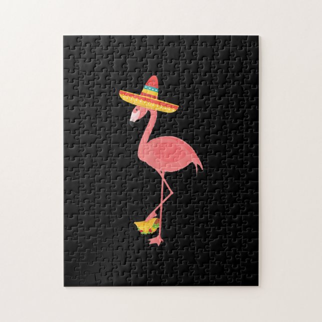 Flamingo Funny Mexican Food Taco Lover Gift Jigsaw Puzzle (Vertical)