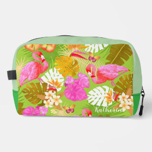 Flamingo Garden Bright Green Dopp Kit