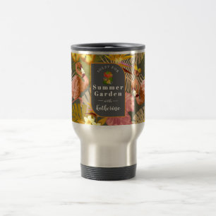 Flamingo Garden Dark Grey Travel Mug