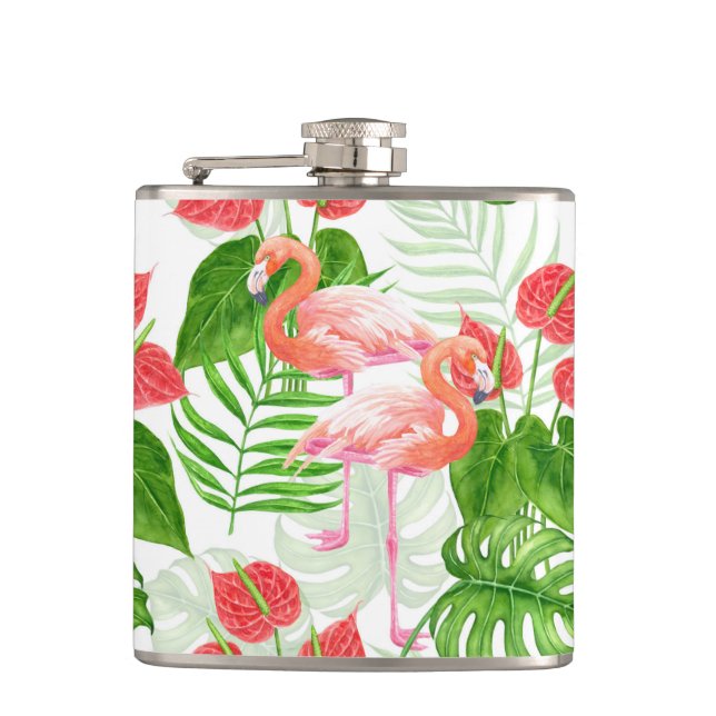 Flamingo garden hip flask (Front)