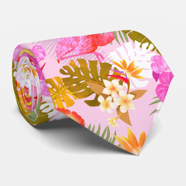 Flamingo Garden Pink Tie (Rolled)