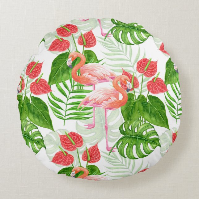 Flamingo garden round cushion (Front)