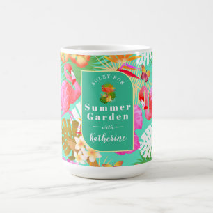 Flamingo Garden Teal Coffee Mug