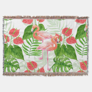 Flamingo garden throw blanket