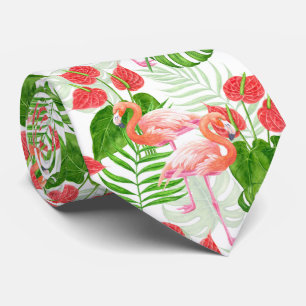 Flamingo garden tie