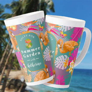 Flamingo Garden Turquoise Latte Mug