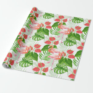 Flamingo garden wrapping paper