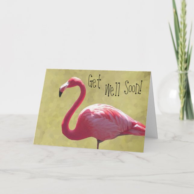 Flamingo Get Well Soon Card (Front)