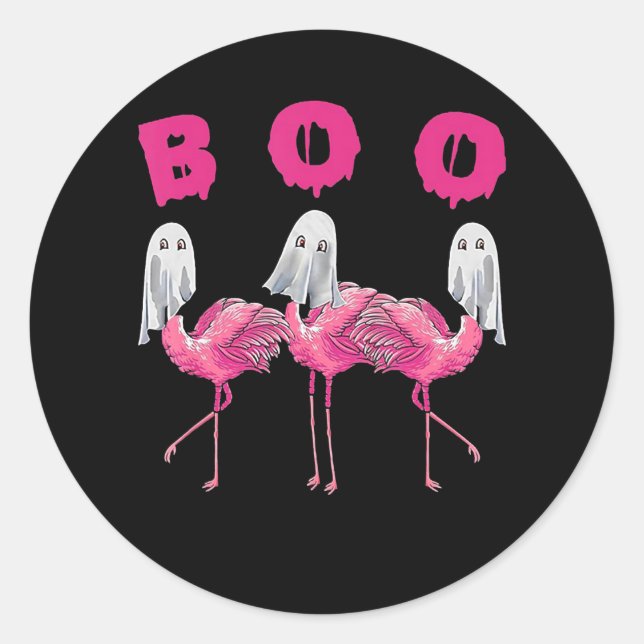 Flamingo | Ghost Flamingo Boo Halloween Costume Classic Round Sticker (Front)