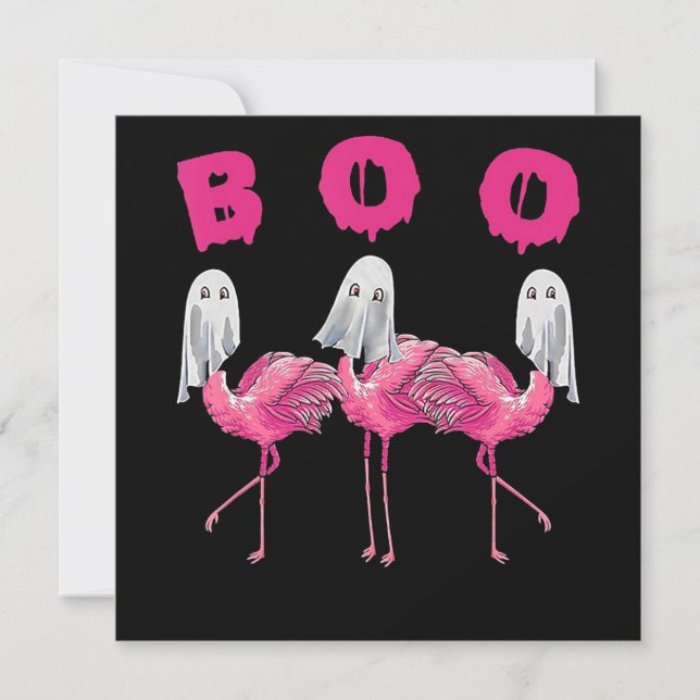 Flamingo | Ghost Flamingo Boo Halloween Costume Invitation (Front)