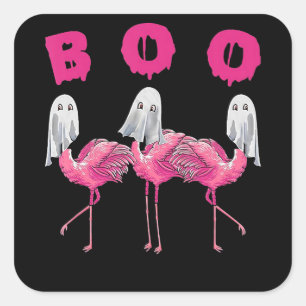 Flamingo   Ghost Flamingo Boo Halloween Costume Square Sticker