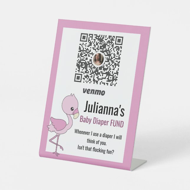 Flamingo Girl | Baby Shower Ideas Pedestal Sign (Front)
