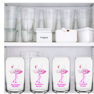 Flamingo Glory Drinkware Set Can Glass